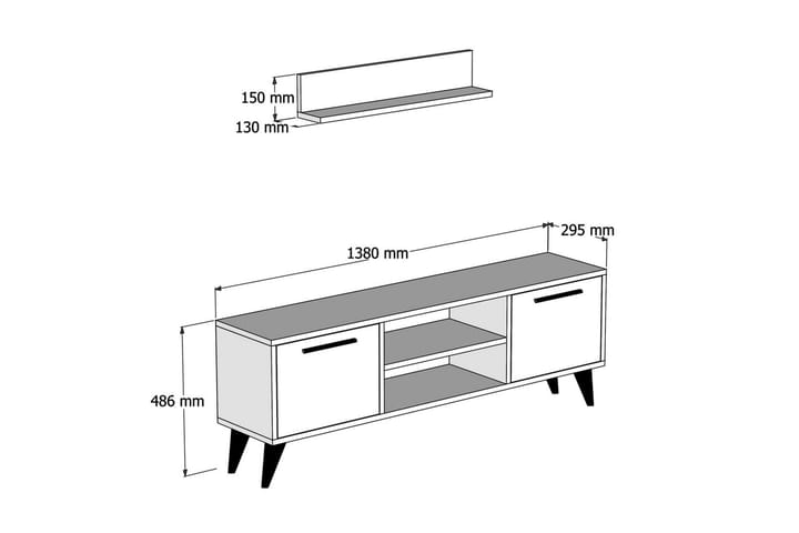 TV-kalustesetti 49x138 cm - Pähkinä/antrasiitti - Huonekalut - TV- & Mediakalusteet - TV-kalustepaketti