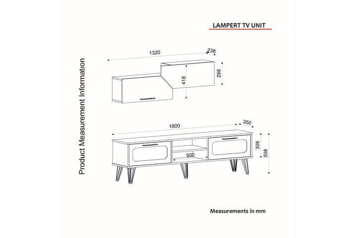 TV-kalustesetti Lamperta 180 cm - Tummanruskea - Huonekalut - TV- & Mediakalusteet - TV-kalustepaketti