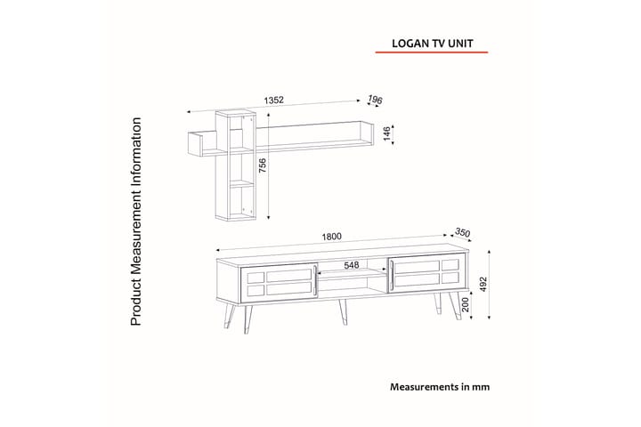 TV-kalustesetti Loganda 180 cm - Tummanruskea - Huonekalut - TV- & Mediakalusteet - TV-kalustepaketti