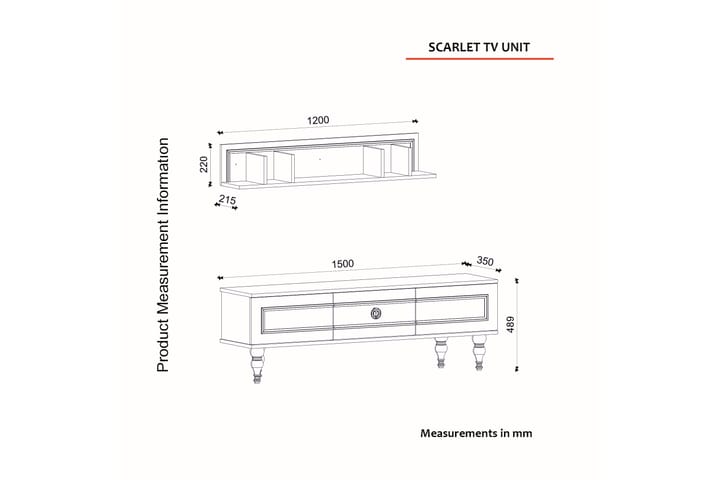 TV-kalustesetti Scarletta 150 cm - Valkoinen - Huonekalut - TV- & Mediakalusteet - TV-kalustepaketti