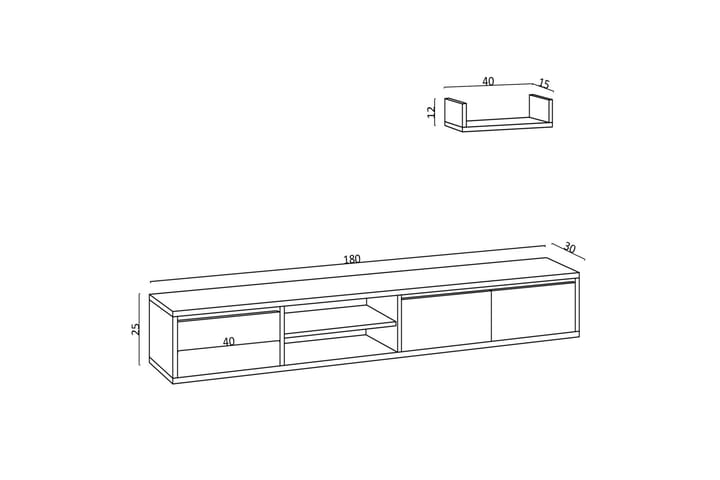 TV-kalustesetti Urgby 180x25 cm - Sininen - Huonekalut - TV- & Mediakalusteet - TV-kalustepaketti