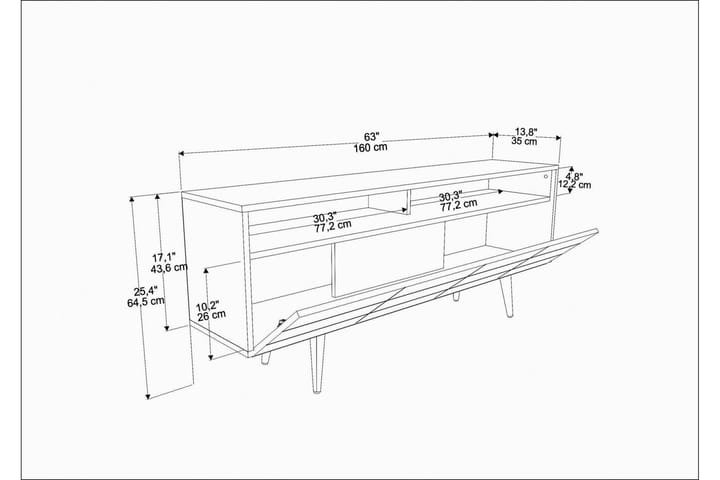 TV-kalustesetti Zakkum 160x64,5 cm - Musta - Huonekalut - TV- & Mediakalusteet - TV-kalustepaketti