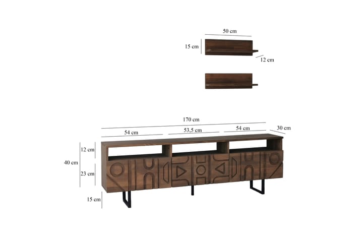 TV-kalustesetti Zakkum 50x15 cm - Ruskea - Huonekalut - TV- & Mediakalusteet - TV-kalustepaketti