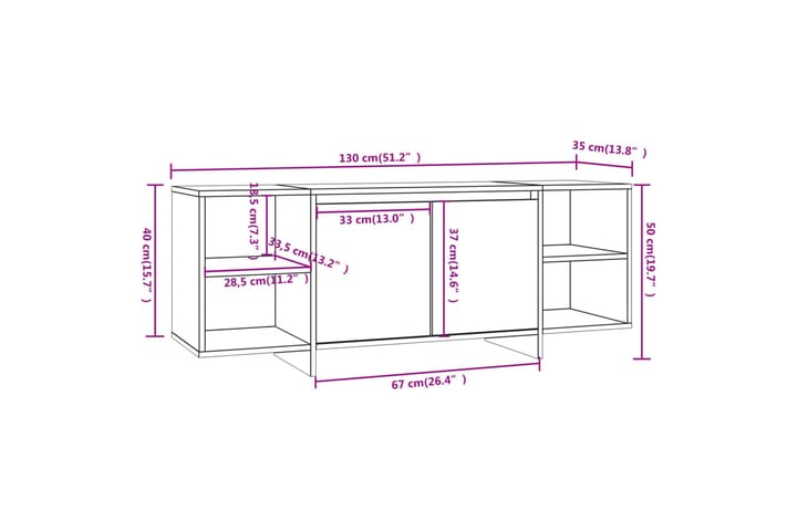 TV-taso musta 130x35x50 cm lastulevy - Musta - Huonekalut - TV- & Mediakalusteet - Tv taso & Mediataso