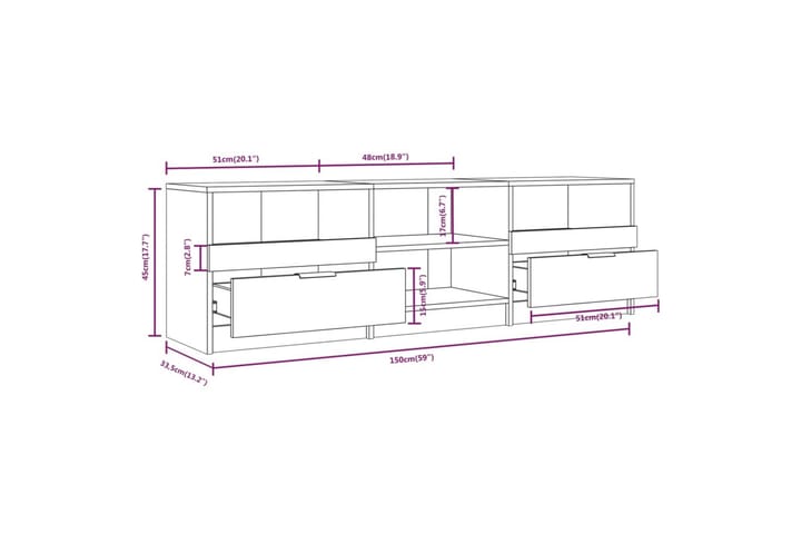 TV-taso musta 150x33,5x45 cm tekninen puu - Musta - Huonekalut - TV- & Mediakalusteet - Tv taso & Mediataso