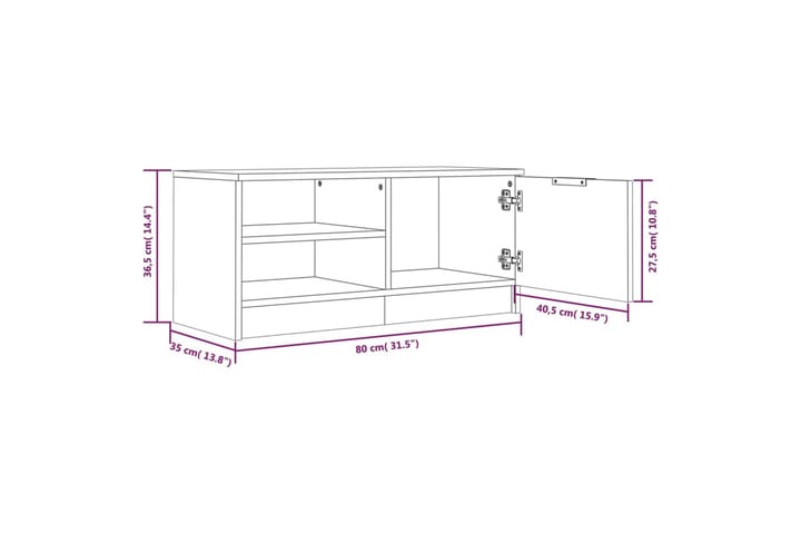 TV-tasot 2 kpl valkoinen 80x35x36,5 cm tekninen puu - Valkoinen - Huonekalut - TV- & Mediakalusteet - Tv taso & Mediataso