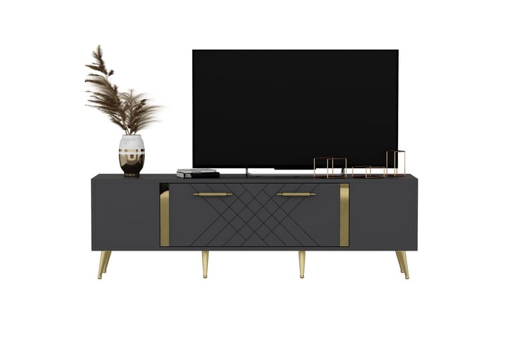 Detas TV-taso 150x35 cm Musta/Kulta - Hanah Home - Huonekalut - TV- & Mediakalusteet - Tv taso & Mediataso