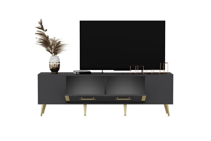 Detas TV-taso 150x35 cm Musta/Kulta - Hanah Home - Huonekalut - TV- & Mediakalusteet - Tv taso & Mediataso