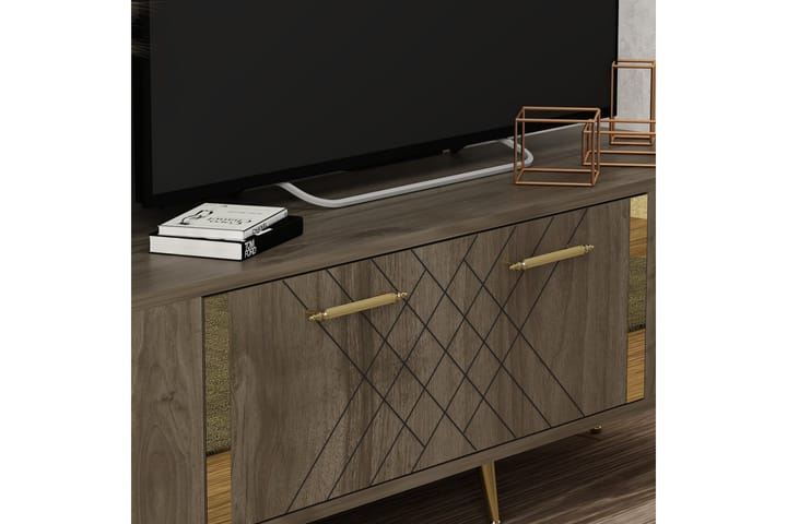 Detas TV-taso 150x35 cm Ruskea/Kulta - Hanah Home - Huonekalut - TV- & Mediakalusteet - Tv taso & Mediataso