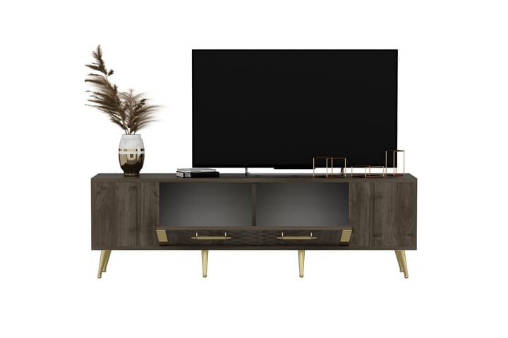 Detas TV-taso 150x35 cm Ruskea/Kulta - Hanah Home - Huonekalut - TV- & Mediakalusteet - Tv taso & Mediataso