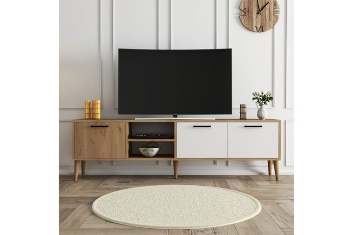 Essexa TV-taso 180x35 cm Ruskea/Valkoinen - Hanah Home - Huonekalut - TV- & Mediakalusteet - Tv taso & Mediataso