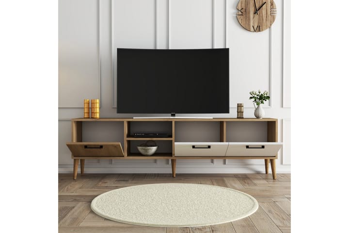 Essexa TV-taso 180x35 cm Ruskea/Valkoinen - Hanah Home - Huonekalut - TV- & Mediakalusteet - Tv taso & Mediataso