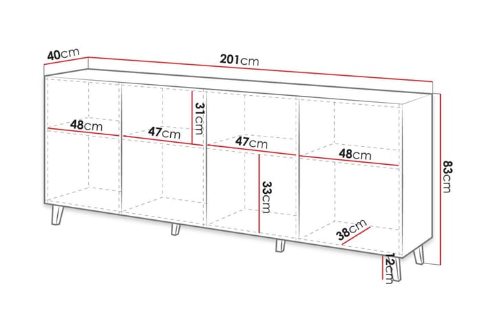 Juniskär Kaappi säilytystilalla 40x82x200 cm - Valkoinen/Musta - Huonekalut - TV- & Mediakalusteet - Tv taso & Mediataso