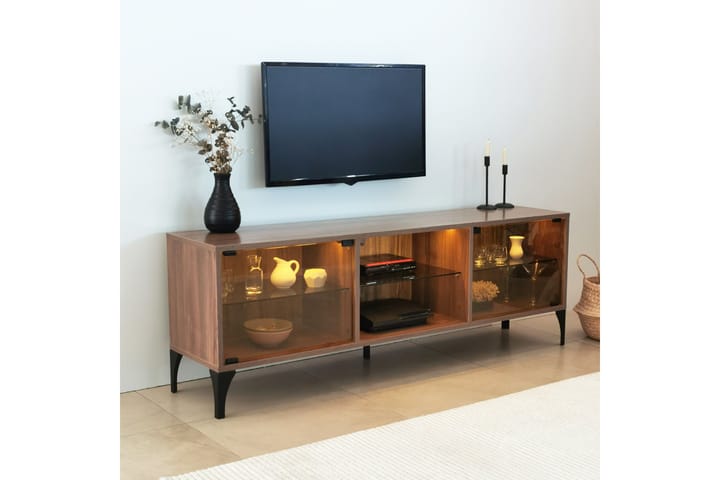 Olympos TV-taso 160x35 cm Ruskea - Hanah Home - Huonekalut - TV- & Mediakalusteet - Tv taso & Mediataso