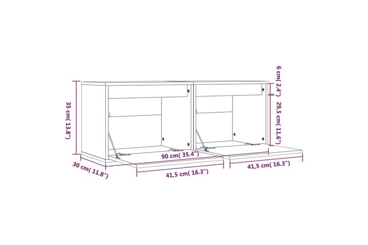 Seinäkaapit 2 kpl 45x30x35 cm täysi mänty - Ruskea - Huonekalut - TV- & Mediakalusteet - Tv taso & Mediataso