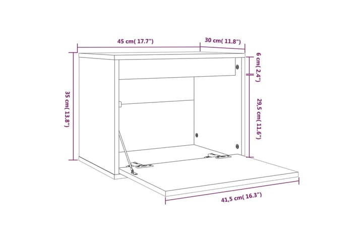 Seinäkaappi 45x30x35 cm täysi mänty - Ruskea - Huonekalut - TV- & Mediakalusteet - Tv taso & Mediataso