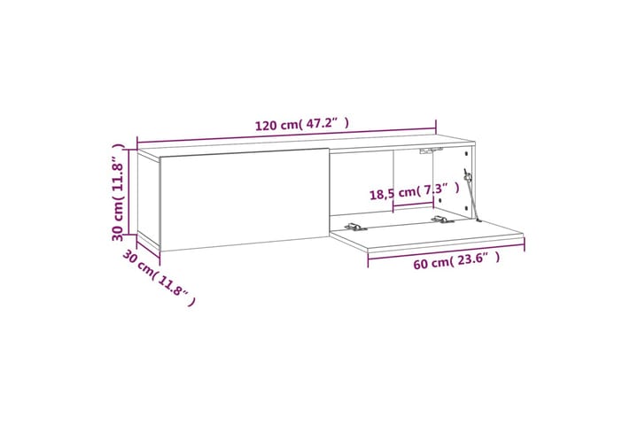 TV-seinäkaappi ruskea tammi 120x30x30 cm tekninen puu - Ruskea - Huonekalut - TV- & Mediakalusteet - Tv taso & Mediataso