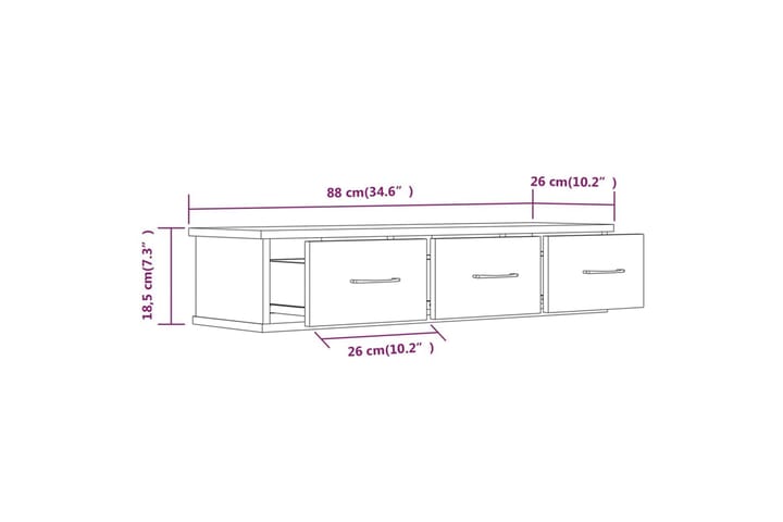 TV-seinäkaappi ruskea tammi 88x26x18,5 cm tekninen puu - Ruskea - Huonekalut - TV- & Mediakalusteet - Tv taso & Mediataso