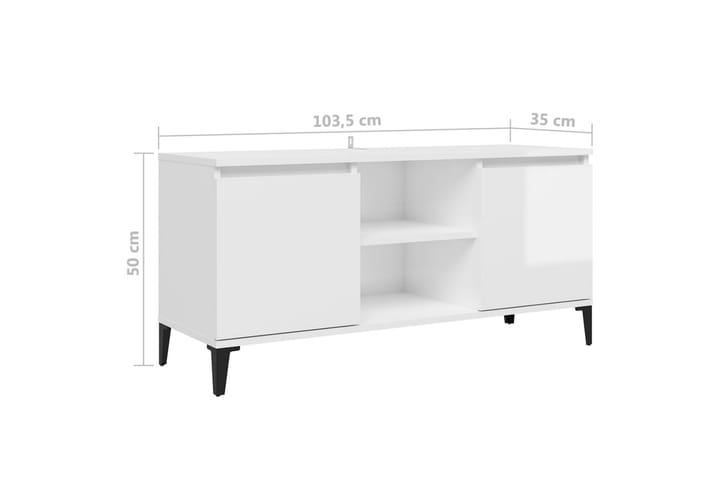 TV-taso 103,5x35x50 cm Metallijalat - Valkoinen - Huonekalut - TV- & Mediakalusteet - Tv taso & Mediataso