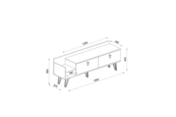 TV-taso 120 cm 2 Laatikkoa - Luonnonväri/valkoinen/musta - Huonekalut - TV- & Mediakalusteet - Tv taso & Mediataso