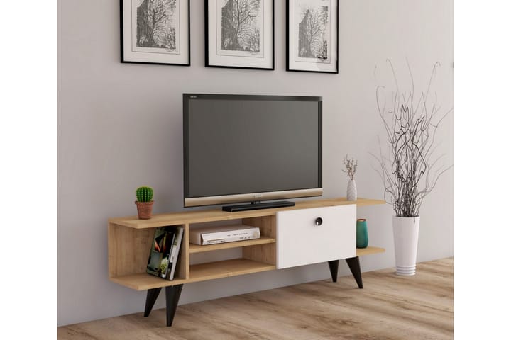 TV-taso 120 cm - Luonnonväri/Valkoinen - Huonekalut - TV- & Mediakalusteet - Tv taso & Mediataso