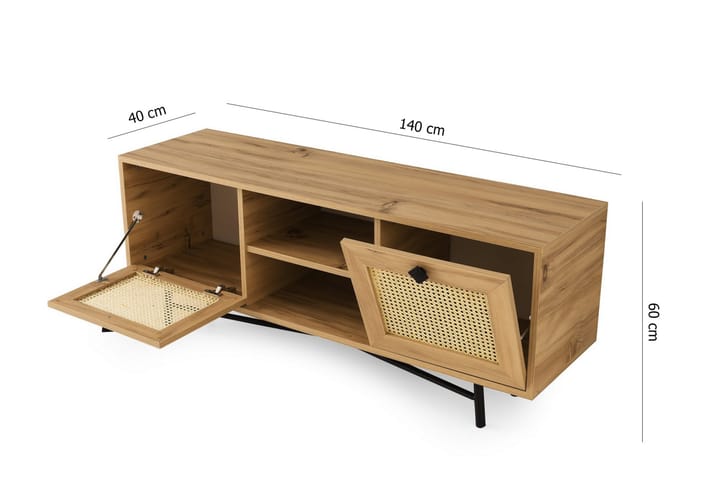 TV-taso 140 cm 2 kaappia - Luonnonväri/Musta - Huonekalut - TV- & Mediakalusteet - Tv taso & Mediataso