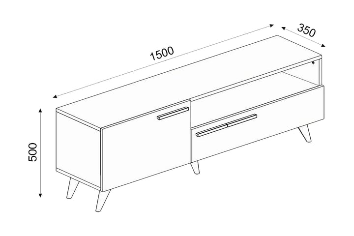 TV-taso 150 cm - Luonnonväri/Antrasiitti - Huonekalut - TV- & Mediakalusteet - Tv taso & Mediataso