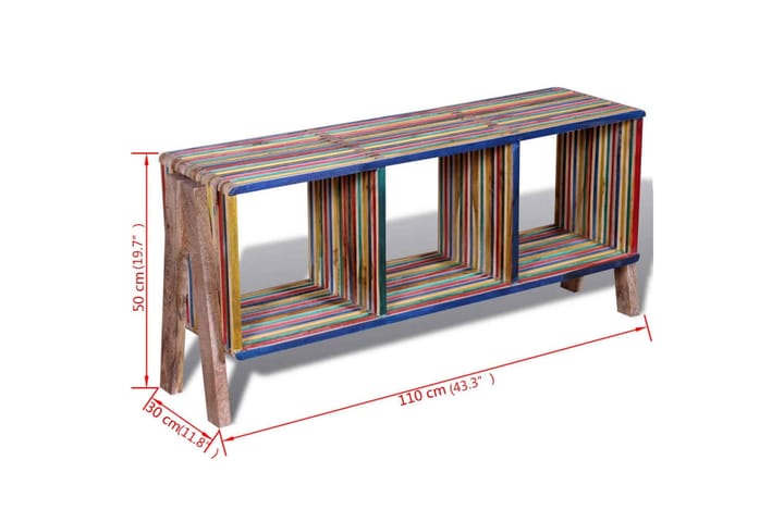TV-taso 3:lla Hyllyllä Uusiokäytetty Tiikki Värikäs - Monivärinen - Huonekalut - TV- & Mediakalusteet - Tv taso & Mediataso