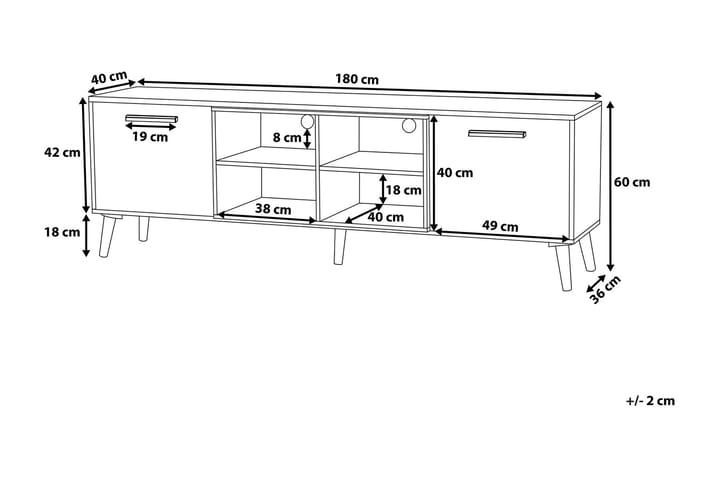 TV-taso Alloa 40x180 cm - Valkoinen - Huonekalut - TV- & Mediakalusteet - Tv taso & Mediataso