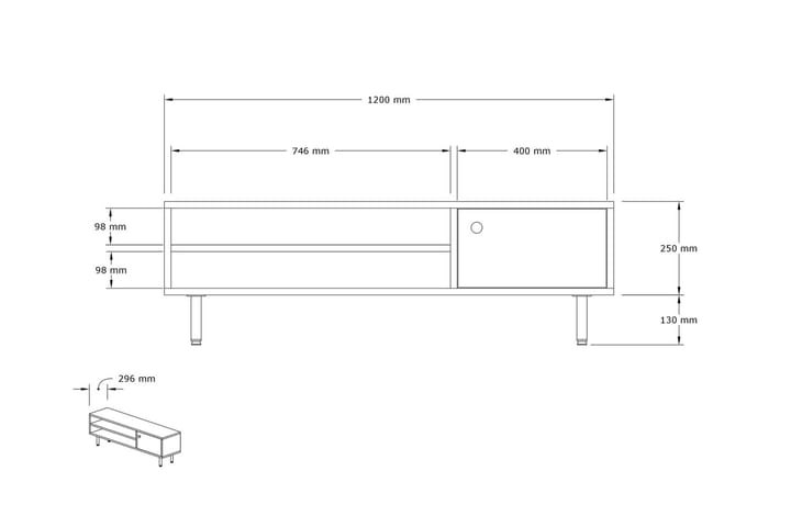 TV-taso Ashemark 120 cm - Luonnonväri - Huonekalut - TV- & Mediakalusteet - Tv taso & Mediataso