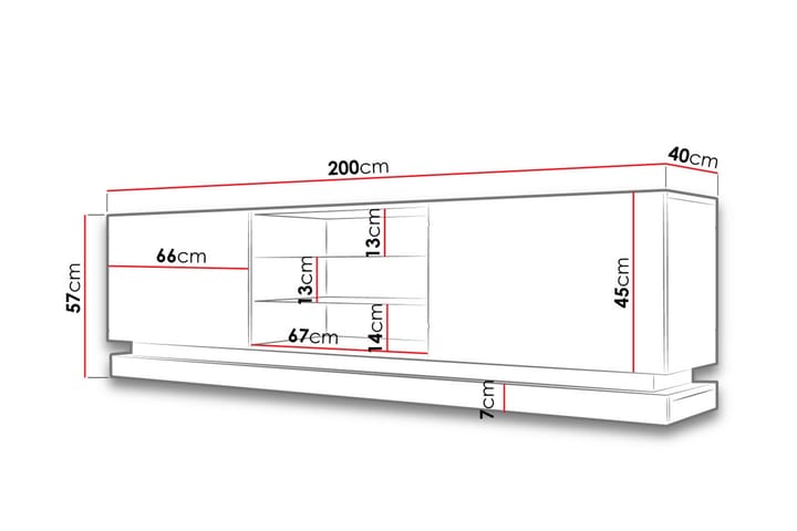 TV-taso Barjols 200 cm - Musta - Huonekalut - TV- & Mediakalusteet - Tv taso & Mediataso