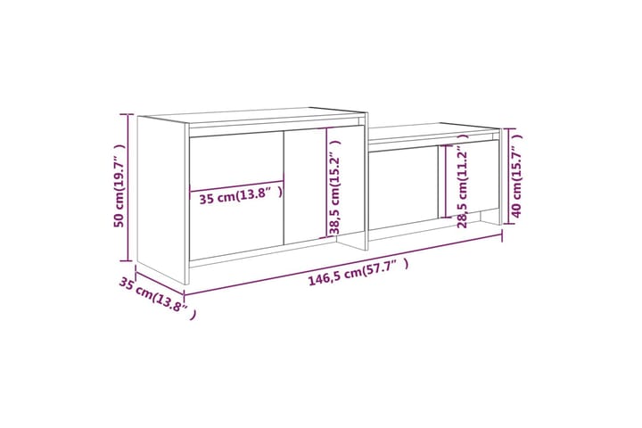 TV-taso betoninharmaa 146,5x35x50 cm lastulevy - Harmaa - Huonekalut - TV- & Mediakalusteet - Tv taso & Mediataso