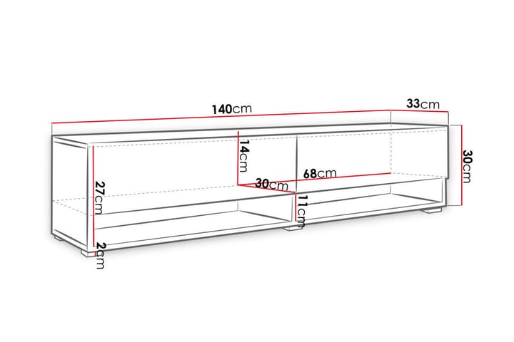 TV-taso Bulvine 140x31x30 cm - Beige/Valkoinen - Huonekalut - TV- & Mediakalusteet - Tv taso & Mediataso