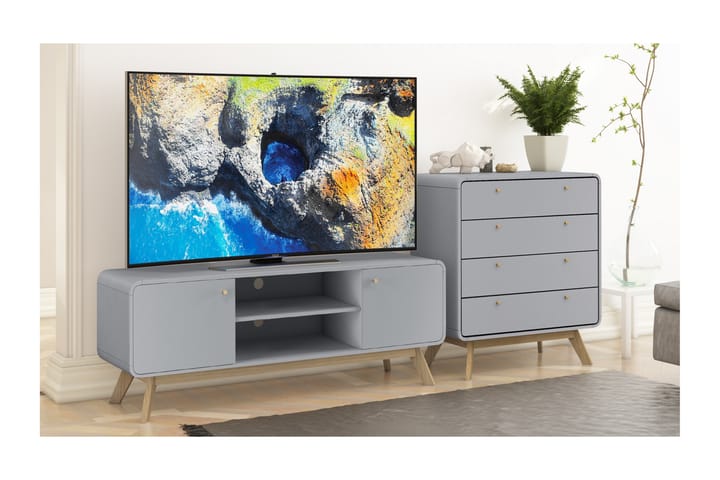 TV-taso Caitlyn 140 cm - Harmaa - Huonekalut - TV- & Mediakalusteet - Tv taso & Mediataso