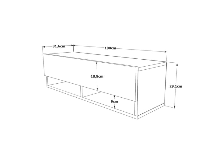 TV-taso Calrin 100 cm - Luonnonväri/Valkoinen - Huonekalut - TV- & Mediakalusteet - Tv taso & Mediataso