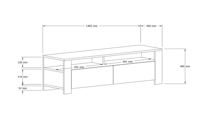 TV-taso Camern 140 cm - Antrasiitti - Huonekalut - TV- & Mediakalusteet - Tv taso & Mediataso