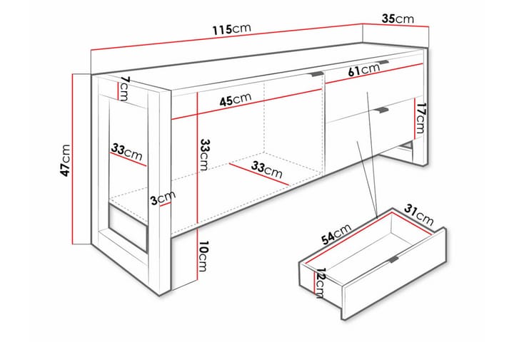 TV-taso Carbost 115x35 cm - Musta - Huonekalut - TV- & Mediakalusteet - Tv taso & Mediataso