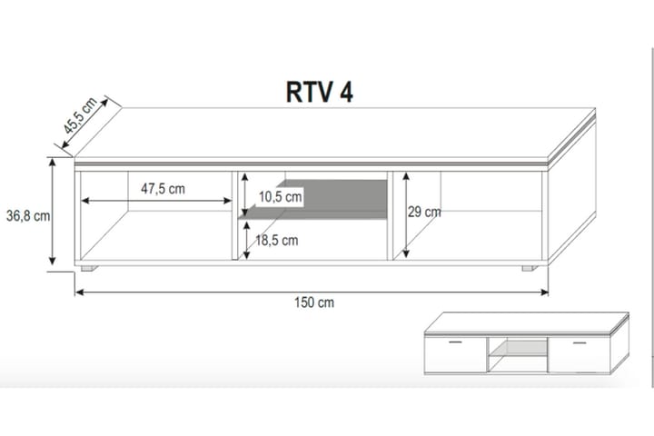 TV-taso Cawthra 150 cm - Valkoinen - Huonekalut - TV- & Mediakalusteet - Tv taso & Mediataso