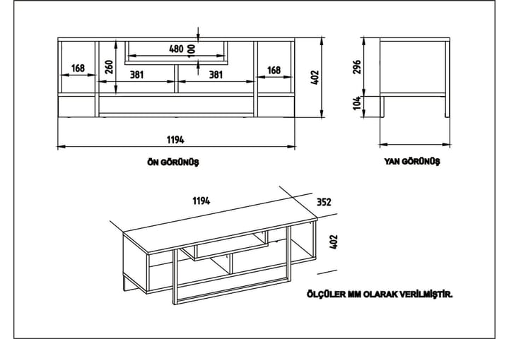 TV-taso Cyrine 119 cm - Valkoinen/Musta - Huonekalut - TV- & Mediakalusteet - Tv taso & Mediataso