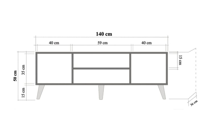 TV-taso Dirk 140 cm - Vaaleanruskea - Huonekalut - TV- & Mediakalusteet - Tv taso & Mediataso