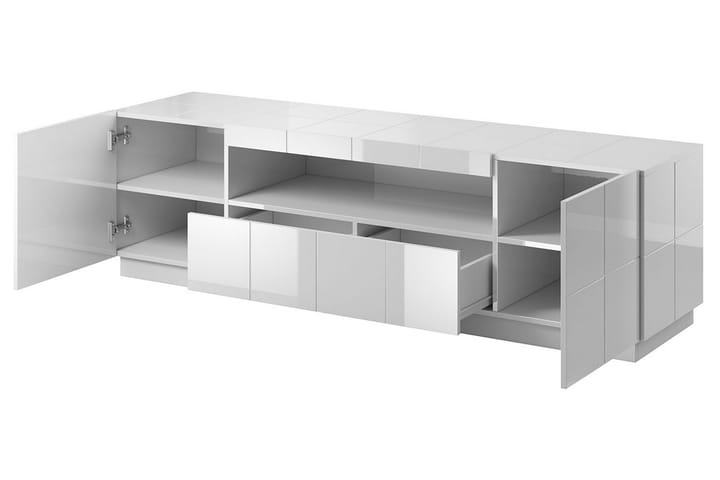 TV-taso Ebreon 184 cm + LED - Musta korkeakiilto/valk LED - Huonekalut - TV- & Mediakalusteet - Tv taso & Mediataso