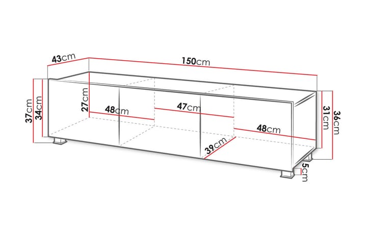 TV-taso Frick 150 cm - Musta - Huonekalut - TV- & Mediakalusteet - Tv taso & Mediataso