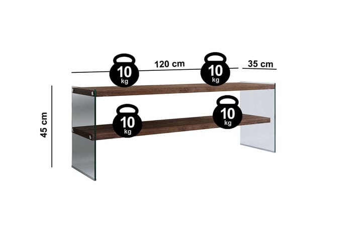 TV-taso Grinstad 120 cm - Ruskea/Lasi - Huonekalut - TV- & Mediakalusteet - Tv taso & Mediataso