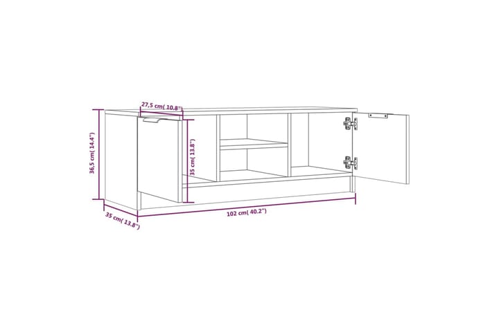 TV-taso harmaa Sonoma 102x35x36,5 cm tekninen puu - Harmaa - Huonekalut - TV- & Mediakalusteet - Tv taso & Mediataso