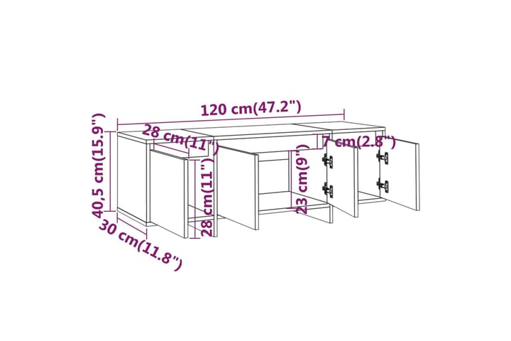 TV-taso harmaa Sonoma 120x30x40,5 cm lastulevy - Harmaa - Huonekalut - TV- & Mediakalusteet - Tv taso & Mediataso