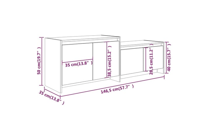 TV-taso harmaa Sonoma 146,5x35x50 cm lastulevy - Harmaa - Huonekalut - TV- & Mediakalusteet - Tv taso & Mediataso