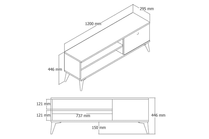 TV-taso Herston 120 cm - Luonnonväri - Huonekalut - TV- & Mediakalusteet - Tv taso & Mediataso