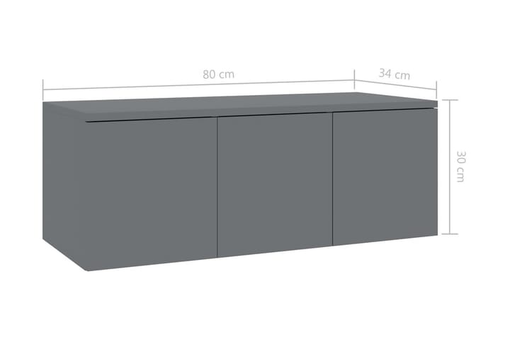 TV-taso korkeakiilto harmaa 80x34x30 cm lastulevy - Huonekalut - TV- & Mediakalusteet - Tv taso & Mediataso