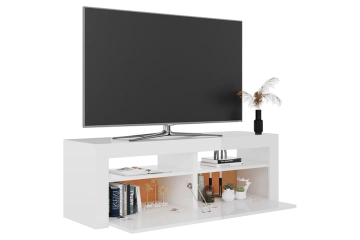 TV-taso LED-valoilla 120x35x40 cm - Valkoinen Korkeakiilto - Huonekalut - TV- & Mediakalusteet - Tv taso & Mediataso