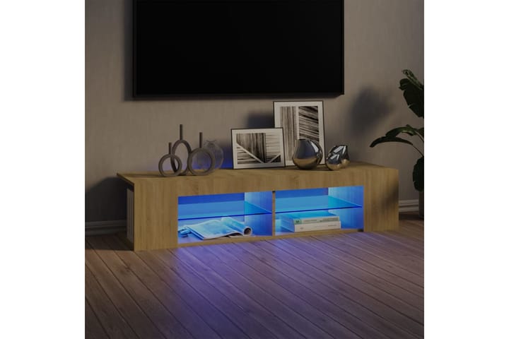 TV-taso LED-valoilla 135x39x30 cm - Ruskea - Huonekalut - TV- & Mediakalusteet - Tv taso & Mediataso